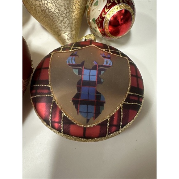 Vtg Mercury Glass Ornaments Set Of 6 Christmas Balls Red And Gold‎ - Picture 2 of 8